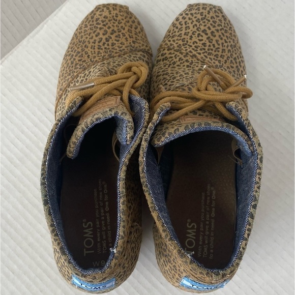 Toms Womens Size 9 Suede Desert Wedge Heeled Bootie Cheetah Print - Picture 5 of 10